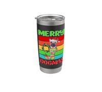 Joyeux Dogmes Bouledogue Français Noël Chien Chiot Drôle Gobelet isotherme en acier inoxydable double paroi