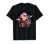 Joyeux groupe de rock avec ce costume de Père Noël cool batteur T-Shirt