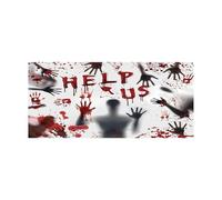 Joyeux Halloween, arrière-plan de la veille d'Halloween, fête d'Halloween, chauve-souris sanglante, clôture de cimetière, photographie, arrière-plan de garage, décorations de fête! (White, 213x244cm)