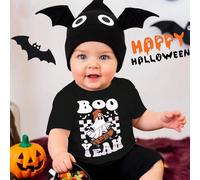 Joyeux Halloween ! Maman, papa et moi sommes sortis ensemble. Noir, orange, Boo Yeah, chauves-souris, chapeaux de chauves-souris mignons, têtes de citrouille, bonbons, promenade des citrouilles, petit