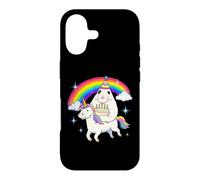 Joyeux Hamster Birthday Unicorn Cake Funny Rainbow Meme Coque pour iPhone 17