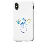 Joyeux Hanoukka Hanoukah Chrismukkah Snowman Menorah Pixel Coque pour iPhone X/XS