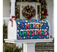 Joyeux Housses magnétiques pour boîte aux lettres de Noël, sucre d'orge, étoiles, décoration de porte d'entrée, bleu, 45,7 x 53,3 cm