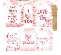 Joyeux jour de Saint-Valentin, décoration de la Saint-Valentin, 60 étiquettes romantiques avec cordes, étiquettes d'amour avec trous, étiquettes en papier pour la Saint-Valentin pour les fêtes de