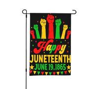Joyeux Juneteenth Day 19 juin 1865 Freedom Fist Drapeau de jardin double face Petits drapeaux pour cour Convient pour extérieur ou jardin Patio Yard Decor 18x12in