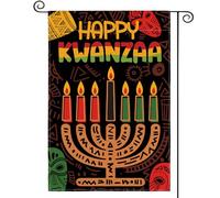 Joyeux Kwanzaa ! Bougies Kinara Pour L'Unité Des Noirs Africains Bannière Solide Garden Flag Résistant Aux Intempéries Drapeau De Jardin Pour Extérieur Fête Intérieur 30X45Cm