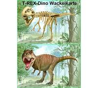 Joyeux lentikular carte animée no/10063 image en hologramme "dinosaures" un t-rEX-dINO est de vie-alive 2 wechselbilder sur une carte