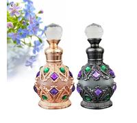Joyeux lot de 2 flacons de parfum vides vintage 15 ml en cristal sculpté - Mini flacons rechargeables Cadeau Noël, anniversaire, vacances pour femmes, adolescentes, famille