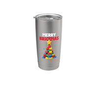 Joyeux Noël à Brickmas Block Building Builder Brick Master Gobelet isotherme en acier inoxydable double paroi