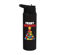 Joyeux Noël à Brickmas Block Building Builder Brick Master Stainless Steel Insulated Water Bottle