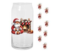 Joyeux Noël autocollants pour - Autocollants décoratifs pour lunettes de Noël de 9,06 pouces | Autocollant mignon sur le thème de Noël pour les tasses en verre Tasses en verre imperméables de Noël