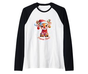 Joyeux Noël avec Un Adorable Petit Renne Manche Raglan