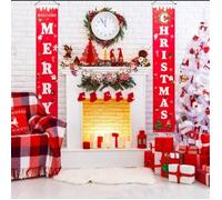 Joyeux Noël Bannières Décorations de Bannière de Noël Signe de Porche Rouge de Merry Christmas Banner Décorations de Noël Extérieur