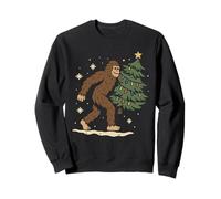 Joyeux Noël Bigfoot Portant Un Arbre dans Une scène d'hiver Sweatshirt