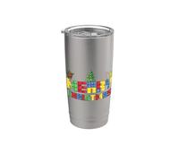 Joyeux Noël Block Building Builder Brick Master Builder Gobelet isotherme en acier inoxydable double paroi