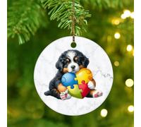 Joyeux Noël, bouvier bernois avec autisme - Puzzle en forme de cœur - Décoration de Noël ronde en céramique pour sapin de Noël - Pendentif - Boule, souvenir d'hiver - Souvenir du Nouvel An