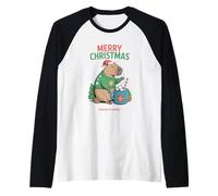 Joyeux Noël Capybarahot avec Cacao et guimauves Manche Raglan