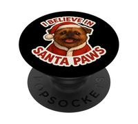 Joyeux Noël, Chien Griffon Bruxellois I Believe in Santa Paws PopSockets PopGrip Adhésif