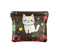 Joyeux Noël dessin animé chat blanc mode PU cuir petite pièce portable accessoires de voyage pour femmes monederos de mujer para monedas