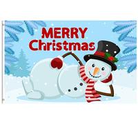Joyeux Noël, Drôle De Bonhomme De Neige Avec Une Écharpe Et Un Chapeau, Hiver, Bois Enneigé Drapeau Maison 90X150Cm Personnalisée Drapeaux De Maison Suspendre Bannière Cour Pour Extérieure Clubs