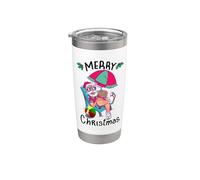 Joyeux Noël, été, Santa Beach Holiday Vibes Gobelet isotherme en acier inoxydable double paroi