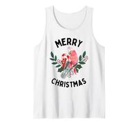 Joyeux Noël Galah Perroquet Candy Cane Gui Aquarelle Débardeur