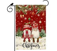 Joyeux Noël Gnomes Sapins Cloches Flocons De Neige Noël Hiver Garden Flag Décoratif Drapeau De Jardin Résistant Aux Intempéries Drapeau Pour Célébrations Bar Maison 30X45Cm