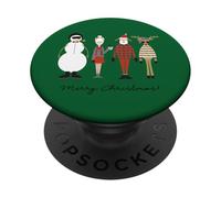 Joyeux Noël Hipster Mignon Père Noël & Mrs Claus Bonhomme de Neige Renne PopSockets PopGrip Adhésif