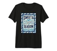 Joyeux Noël, Hiver et fêtes de Fin d'année, Saison sucrée et rayée T-Shirt Haut de Gamme