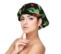Joyeux Noël Holly,Bonnet de nuit en satin pour adulte - Bonnet de nuit élastique pour femme, couvre-cheveux de nuit