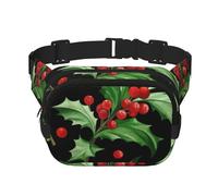 Joyeux Noël Holly,Sac Banane carré Double Couche, Sac de Poitrine