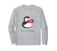 Joyeux Noël Mignon bébé Pingouin prenant des Photos avec Appareil Photo Manche Longue