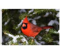 Joyeux Noël, Mignon Oiseau Rouge, Cardinal, Pin Enneigé, Hiver Drapeaux De Jardin 90X150Cm Décoratif Drapeau De Double Face Bannière Cour Pour Maison Cour Plage