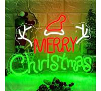 Joyeux Noël néon signe vert Rouge lettre néon avec interrupteur de décoration murale LED néon signe Fête de Noël, nouvel an, décoration de vacances pour enfants, cadeaux de Noël pour la famille