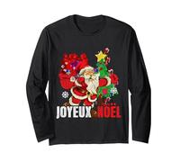 Joyeux Noël Sapin Cadeau pour Les Enfants Père Noël Manche Longue, Unisexe pour Adultes, Noir, XXL