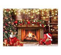 Joyeux noël Toile de Fond 250x180cm cheminée Fond Vintage Brique Mur Arbre de noël noël Photographie Fond Bonne année Festival fête décoration bannière