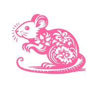 Joyeux Nouvel An chinois, année du rat, signe du zodiaque Stickers muraux 65.6x80.2cm Fourni avec un kit de film de transfert Rose