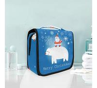Joyeux Ours Blanc De Noël Trousse De Toilette Sac Pliable Suspendu Cosmétique Sac Rangement Maquillage sacs pour Voyage Femmes Filles