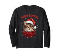 Joyeux Pawmas Funny Santa Cat Christmas pour Les Amateurs de Manche Longue