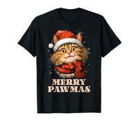 Joyeux Pawmas Funny Santa Cat Christmas pour Les Amateurs de T-Shirt