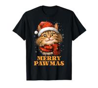 Joyeux Pawmas Funny Santa Cat Christmas pour Les Amateurs de T-Shirt