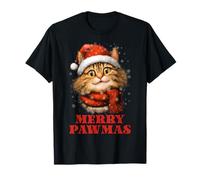 Joyeux Pawmas Funny Santa Cat Christmas pour Les Amateurs de T-Shirt