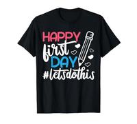 Joyeux Premier Jour #LetsDoThis Professeur de Retour à l'école T-Shirt Graphique avec Valeur, Homme, Noir, M