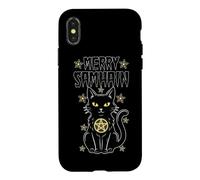 Joyeux Samhain Witch Cat Wicca Wiccan Occult Halloween Coque pour iPhone X/XS