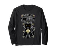 Joyeux Samhain Witch Cat Wicca Wiccan Occult Halloween Manche Longue