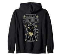 Joyeux Samhain Witch Cat Wicca Wiccan Occult Halloween Sweat à Capuche