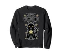 Joyeux Samhain Witch Cat Wicca Wiccan Occult Halloween Sweatshirt