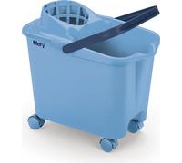 Joyeux Seau d'essuyage avec roues pivotantes Seau égouttoir large Résistance maximale Polypropylène Capacité 14 litres Bleu ciel Dimensions : 25,5x39x36,5 cm