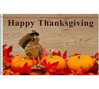 Joyeux Thanksgiving, Belle Dinde Assise Sur Une Citrouille De Récolte D'Automne, Feuilles D'Érable Drapeaux De Jardin 90X150Cm Résistant Drapeau Avec Œillets Décoration Bannière Pour Plage