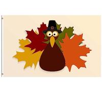 Joyeux Thanksgiving Dinde Avec Chapeau Noir Plume De Feuille D'Érable Colorée Drapeaux De Jardin 90X150Cm Imprimé Drapeau Résistant Aux Intempéries Bannière De Jardin Pour Intérieure Ferme